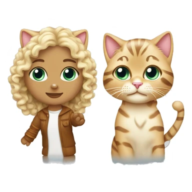 curly-blonde-woman-cat-bengal - make her holding hands + wearing ice cap sticker