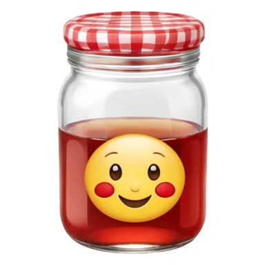Bonne Maman jam jar, classic French design, red gingham lid, cute emoji style sticker