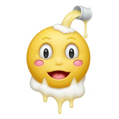 yellow smiley face with eyes up and mouth open, Vomiting white foam sticker