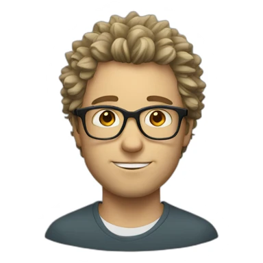 White guy with glasses with scruffy hair sticker