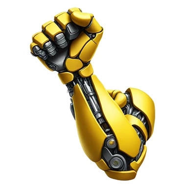 Flexing yellow mechanical cyborg bicep and arm sticker