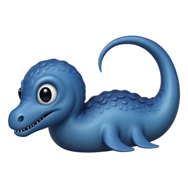A realistic greyish-dark-blue gloomy Loch-Ness-plesiosaurus-monster with black tiny orb-eyes sticker