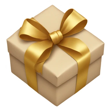 Beige gift wrapped with a golden ribbon sticker