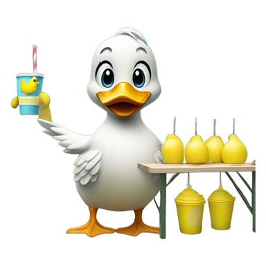 Duck at lemonade stand sticker