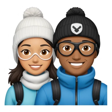Mixed race couple in ski masks  sticker