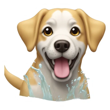 perro golden nadando en agua sticker