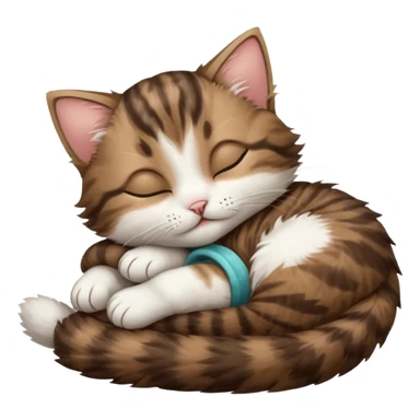 dark brown tabby and white kitten sleeping on its back sticker
