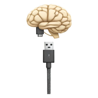 USB cable connected to human brain sticker