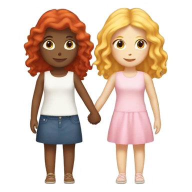 Red head and blonde girl best friends holding hands  sticker