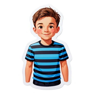 striped shirt boy portrait sticker