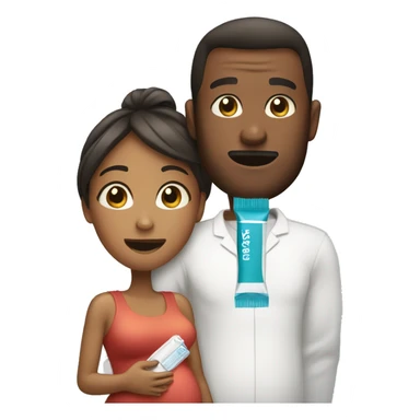 couple looking at pregnancy test sticker