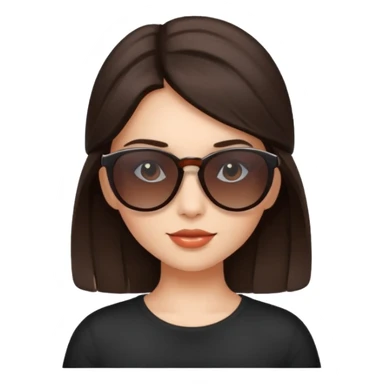 A pretty dark brown haired girl with sunglasses oh head  sticker