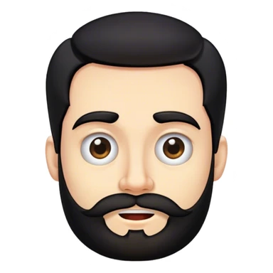 Distorted cartoon face after punch, stretched cheeks, trimmed beard, medium-length black hair, short sides, hair forward, transparent background. sticker