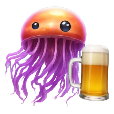 jellyfish on Saturn holding a beer  sticker