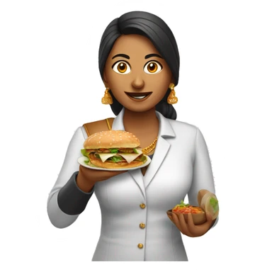 indian lady corporate business owner shooting food photo & video sticker