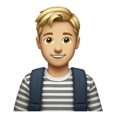 smiling auburn boy in striped shirt sticker