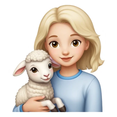 Girl with happy cute lamb sticker