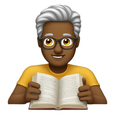 Étudiant de 40 ans en train de lire un livre sticker