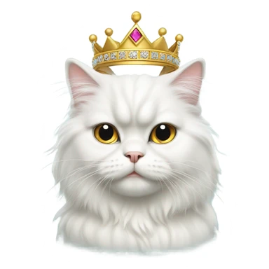 White Persian cat with a princess crown sticker