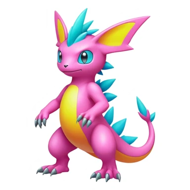 lush pastel-bright-vibrant warm-colored modern colorful neon-colored Fakémon-Digimon-Pokémon-creature (full body) sticker