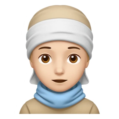 A person with headaches and a cold pack on the head sticker