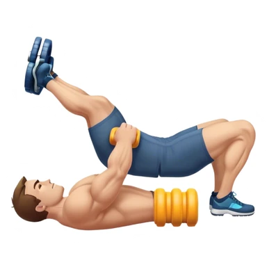 buff guy lying lats down on foam-roller sticker