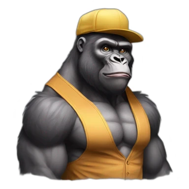 Big Buff Gorilla wearing a Cap and some fancy clothes sticker