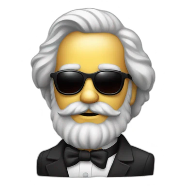 Karl Marx confident in sunglasses smiles sticker
