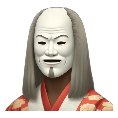 noh-mask-longhair-japanese-kimono-massive-man sticker