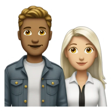 two people with different outfit white sticker