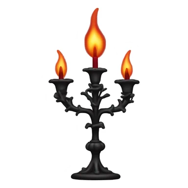 black seven-branched candelabrum with burgundy flame sticker