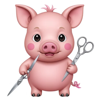 pig holding scissors sticker