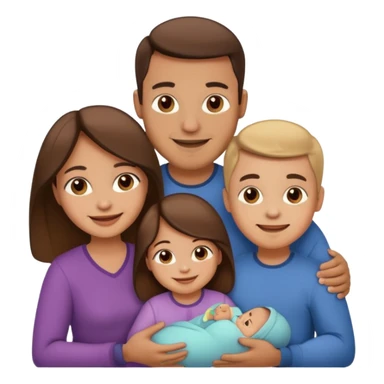 brown family with mom dad daughter son and baby sticker