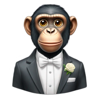 CHIMPANZEE white tie sticker