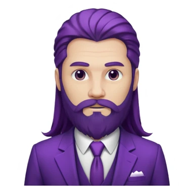 Give me png of a character having bold masculine beard and hairs with white skin which should look similar to a gangster, the colour tone should be purple, long hairs and long beard sticker