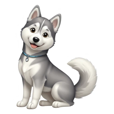husky wagging tail sticker