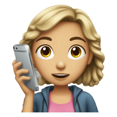 A girl using a phone whit bad gace  sticker