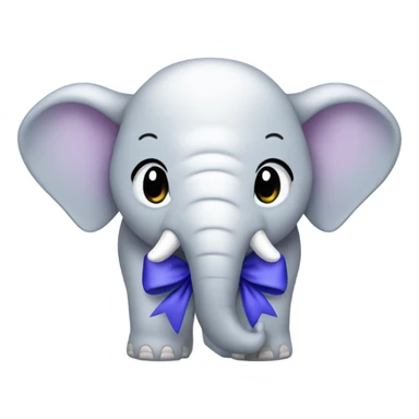 White elephant with periwinkle bow sticker