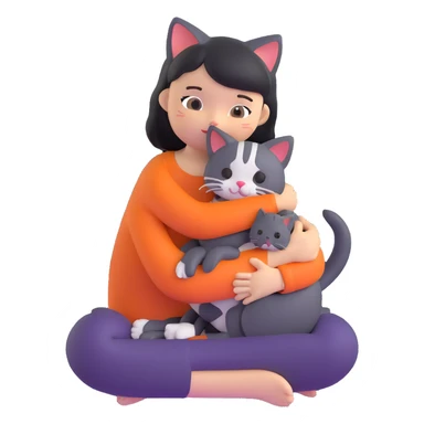 person hugging a cat sticker