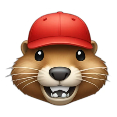 beaver with red baseball cap and two front teeth sticker