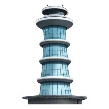 An air traffic control tower stands tall, its sleek, high-tech design featuring glass panels that reflect. common shape and design sticker