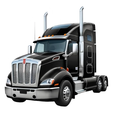 2026 Black Kenworth T680 Flat Top Semi Sleeper extended cab with stacks make realistic sticker