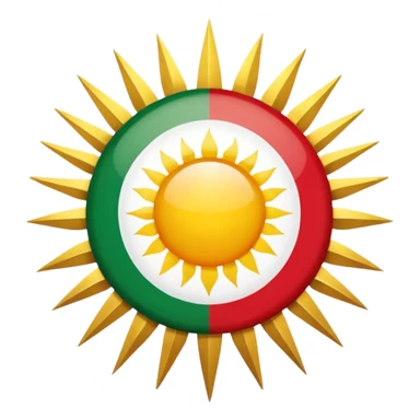 Make a kurdish vlag with a sun red up white in the middle and green under sticker