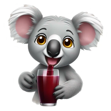 Happy koala with red wine sticker