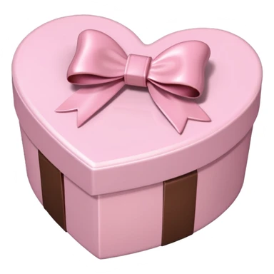 pale pink heart box, pale pink bow, filled with chocolates inside sticker