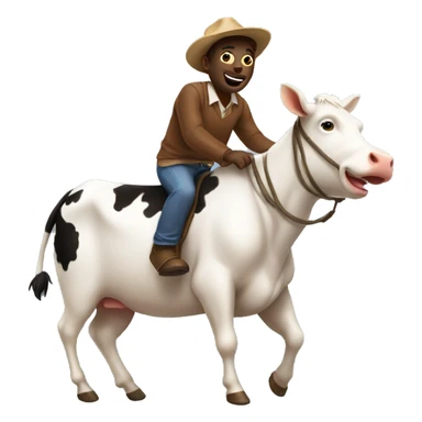 Human riding a cow sticker