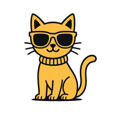A cat wearing sunglasses in yellow color sticker