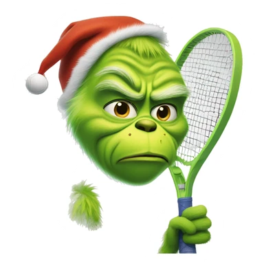 Grinch with a tennis racquet  sticker
