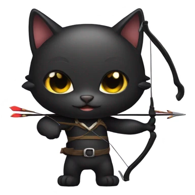 Black cat archer wielding a bow and arrow  sticker