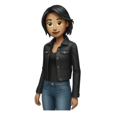 girl in blue jeans and black jacket sticker